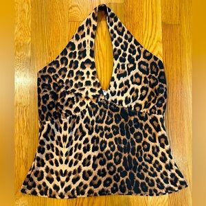 Bloomingdales brand leopard halter crop top